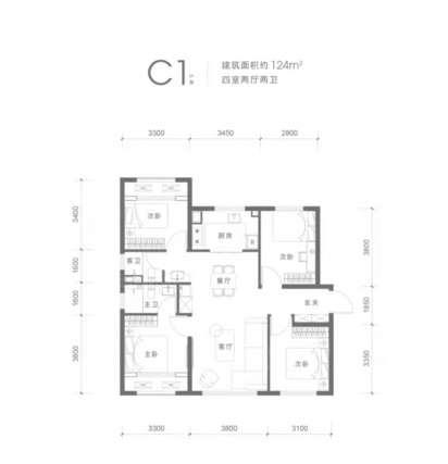 4室2厅2卫户型详情