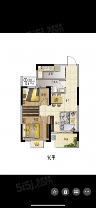 2室2厅1卫户型详情