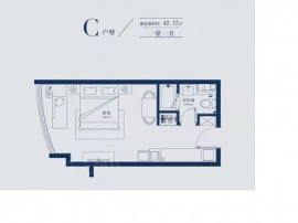 1室1厅1卫户型图