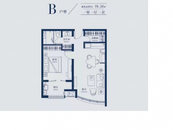 1室1厅1卫户型详情