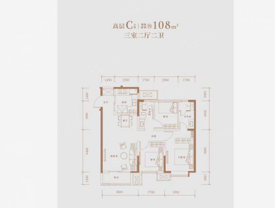 3室2厅2卫户型详情
