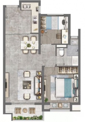 2室2厅1卫户型详情