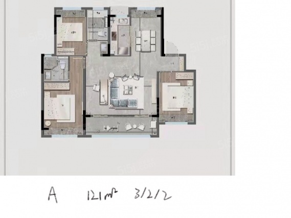 3室2厅2卫户型详情