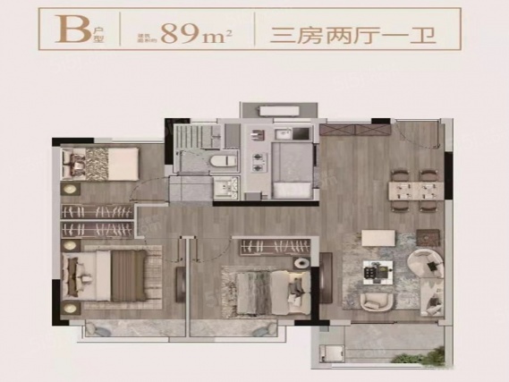3室2厅1卫户型详情
