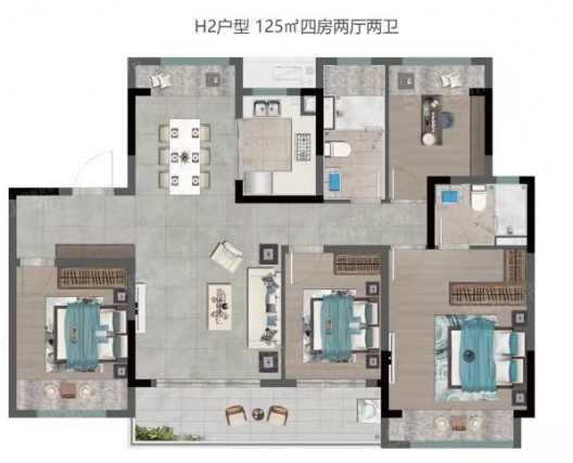 4室2厅2卫户型详情