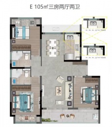 3室2厅2卫户型图
