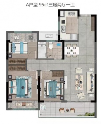 3室2厅1卫户型详情