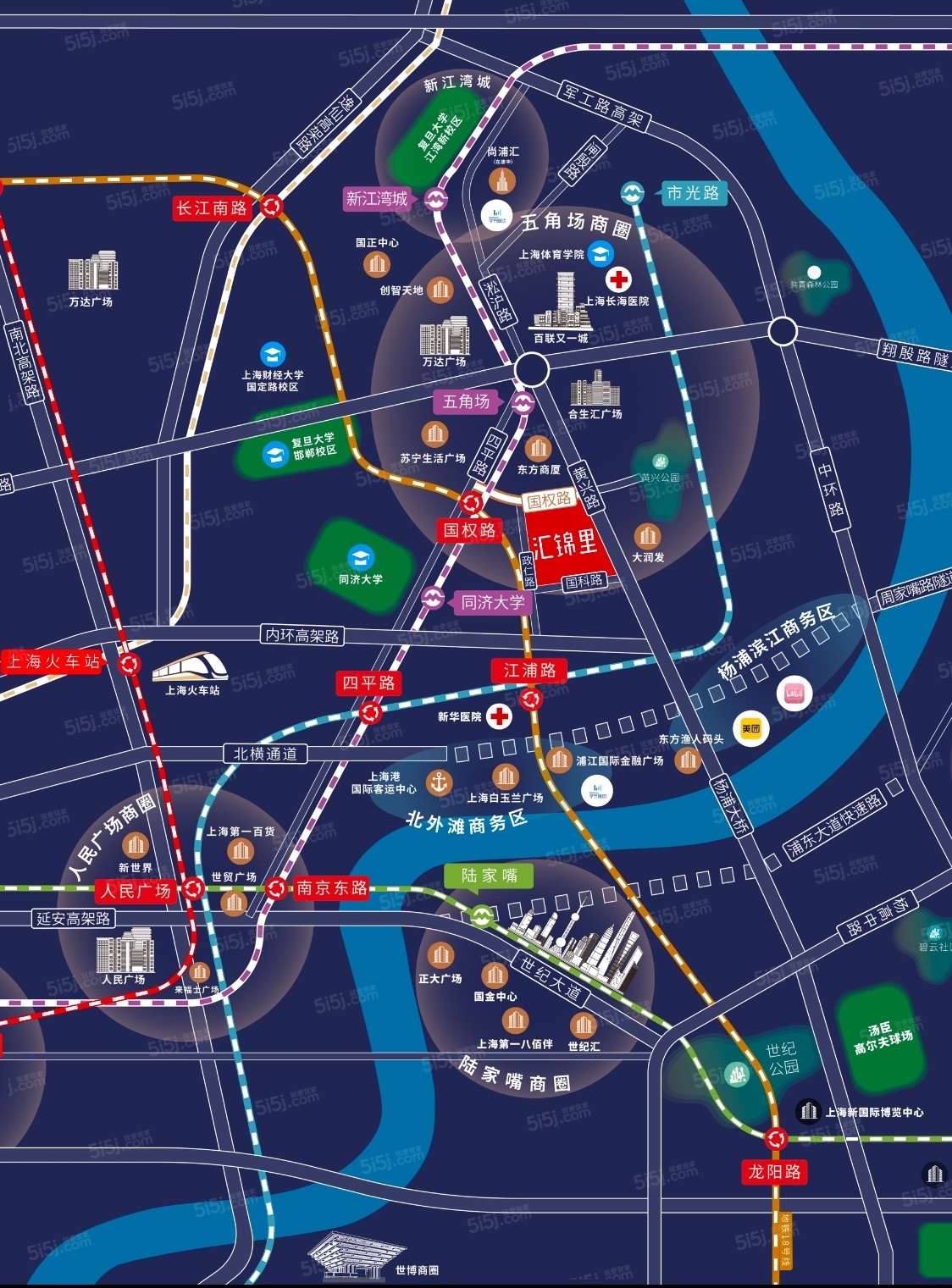 五角场汇锦里区位图