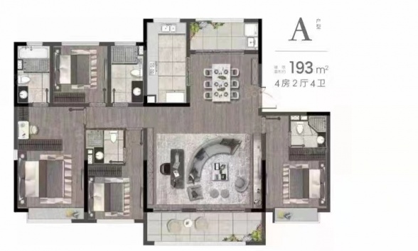 4室2厅4卫户型详情