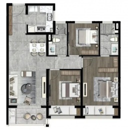 3室2厅2卫户型图