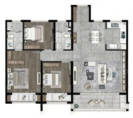 3室2厅2卫户型图