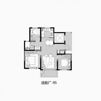 3室1厅1卫户型详情