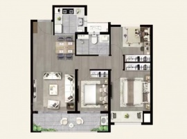 3室2厅1卫户型图