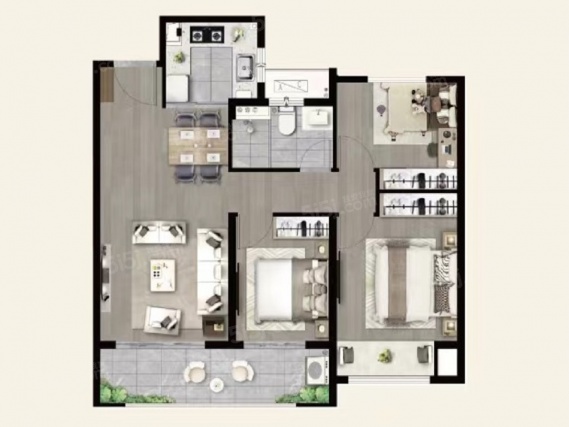 3室2厅1卫户型详情