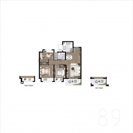 3室1厅1卫户型图