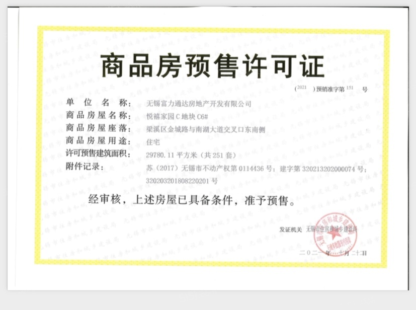 富力山预售许可证