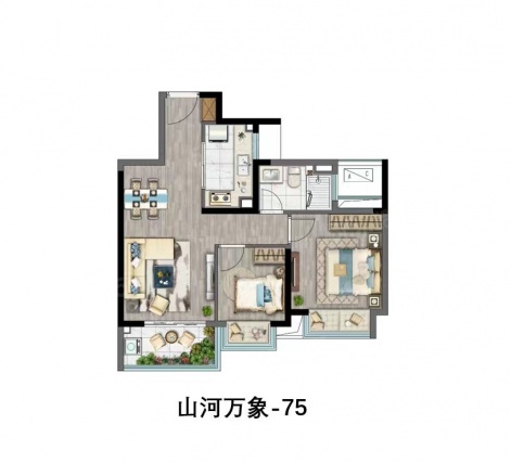 2室1厅1卫户型详情