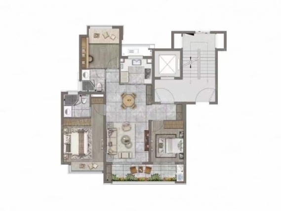 3室2厅1卫户型详情