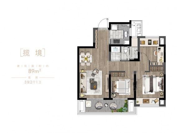 3室2厅1卫户型详情