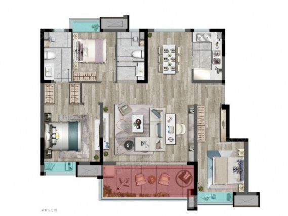 3室2厅2卫户型详情