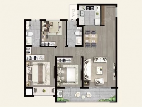 3室2厅2卫户型详情