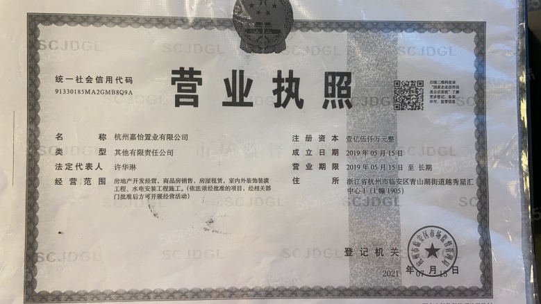 临栖云府开发商营业执照