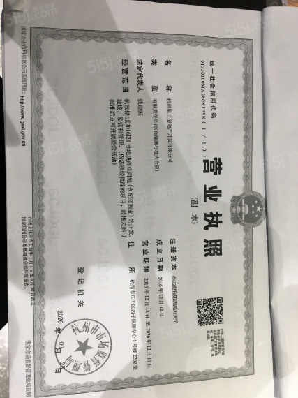 公园1872上屿开发商营业执照
