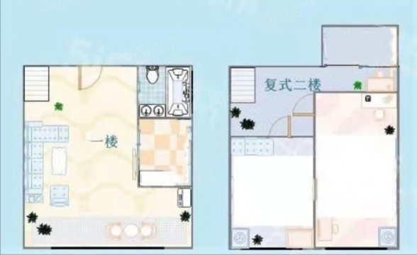 2室1厅1卫户型详情