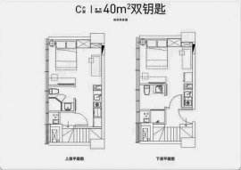 2室1厅2卫户型图