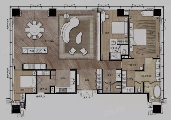3室2厅3卫户型详情