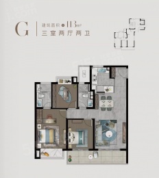 3室2厅2卫户型图