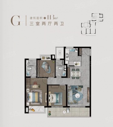 3室2厅2卫户型详情