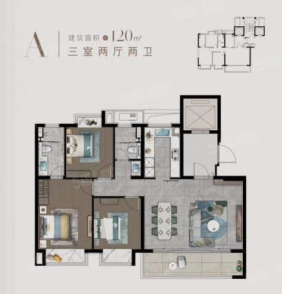 3室2厅2卫户型详情