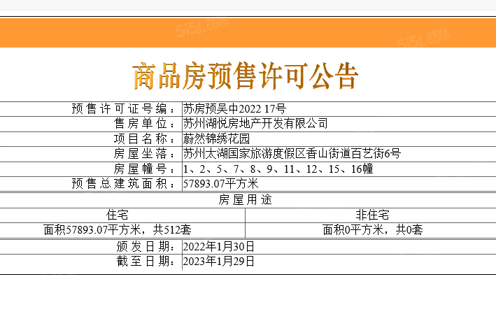 蔚然锦绣预售许可证