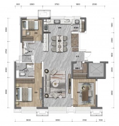3室2厅2卫户型图