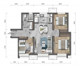 3室2厅1卫户型图