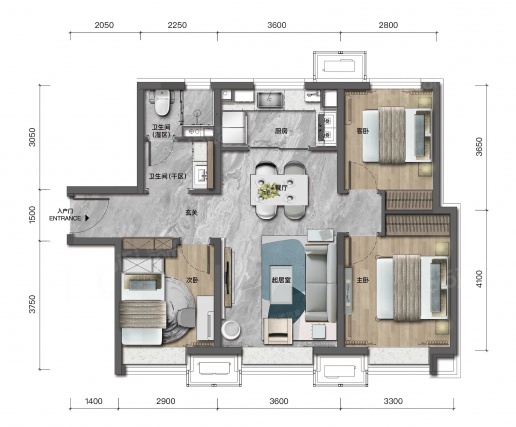 3室2厅1卫户型详情