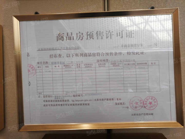 绿地新里城预售许可证