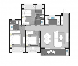 3室2厅2卫户型图