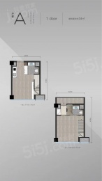 1室1厅1卫户型图