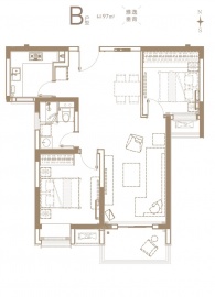 科技城金茂府2室2厅1卫