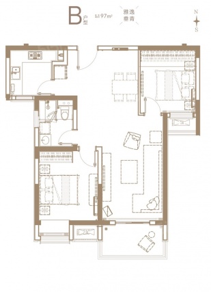 2室2厅1卫户型详情