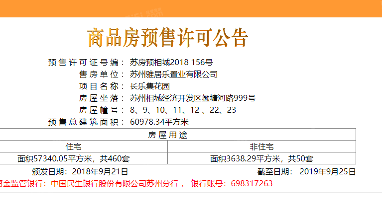 雅居乐新乐府预售许可证