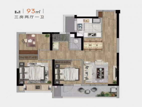 3室2厅1卫户型详情