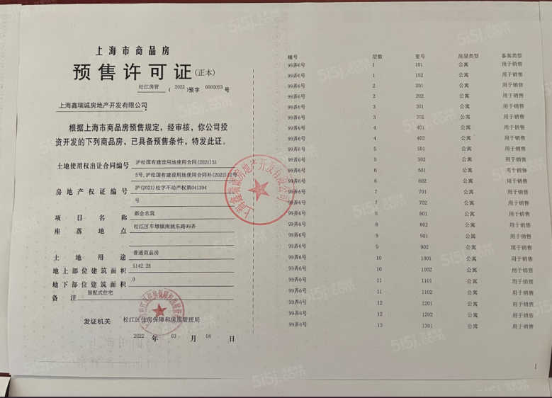 金地新乐里预售许可证