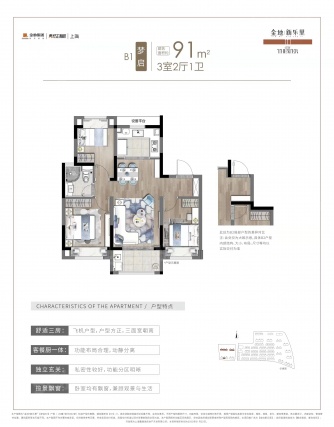 3室2厅1卫户型详情