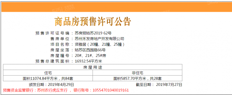 姑苏院子预售许可证