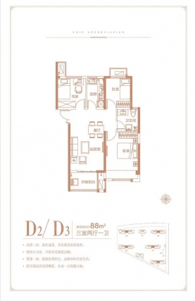 3室2厅1卫户型详情