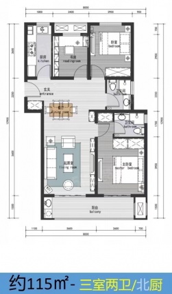 3室2厅2卫户型详情