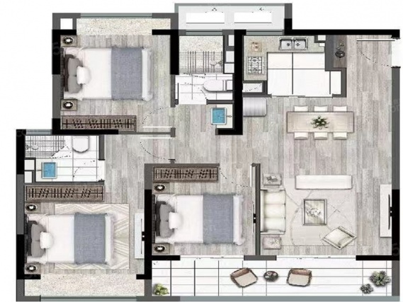 3室2厅2卫户型详情